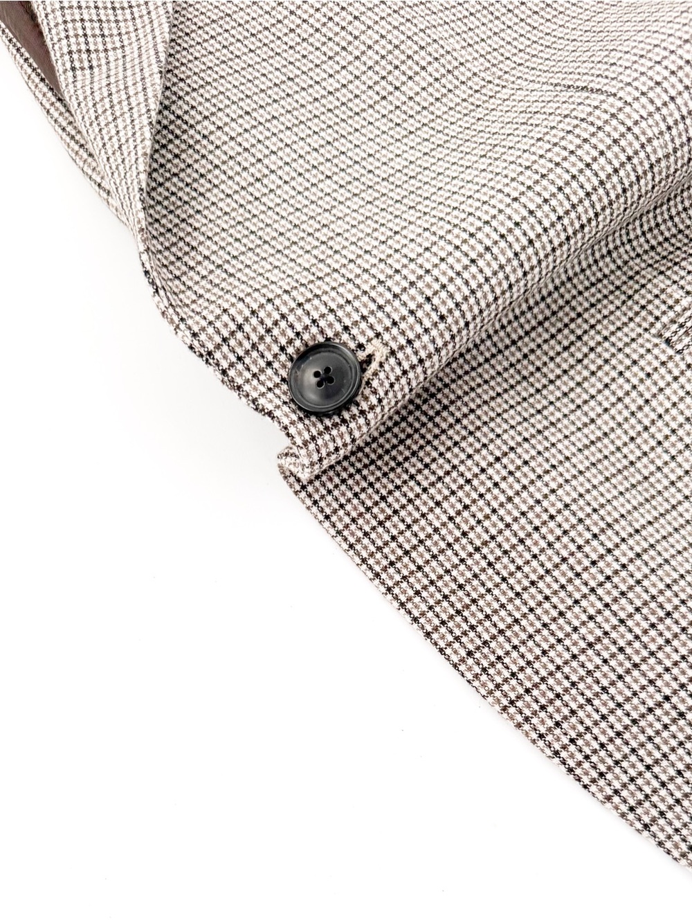 NEW Reiss Men's Plaid Cotton - Wool Houndstooth Blazer Beige Brown 38R Jacket - Picture 15 of 16